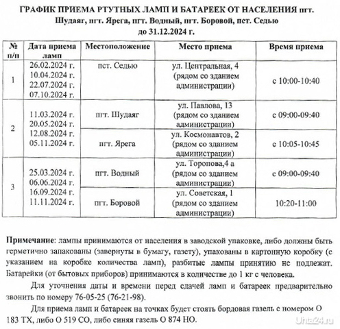 Ухтинцы смогут сдать ртутные лампы и батарейки  Ухта