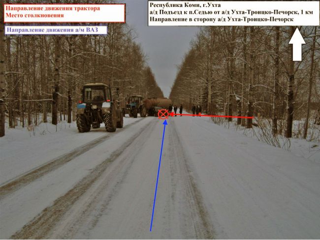 На 1 км автодороги подъезд к п.Седью столкнулись трактор
